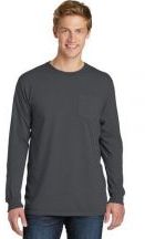 Port & Company® Adult Unisex Beach Wash™ Garment-Dyed 5.5-ounce, 100% Cotton Long Sleeve Pocket T-Shirt